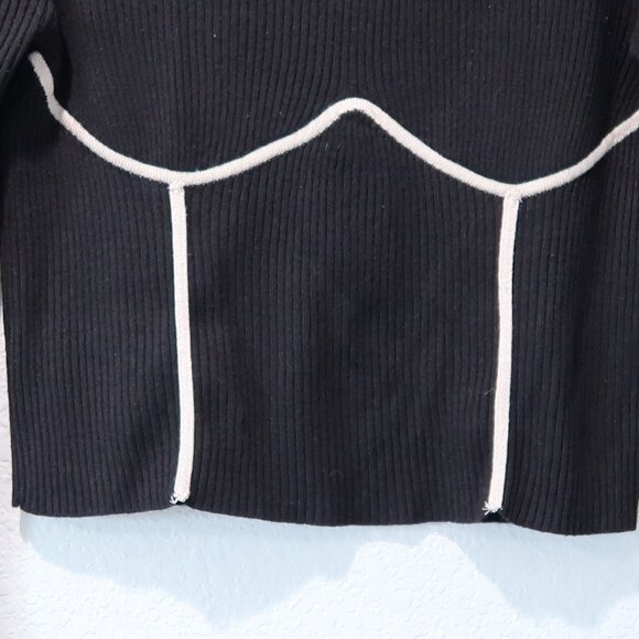 Say What Womens Cropped Top Knit Boat Neck Long Sleeve Black Shirt L - Picture 4 of 12